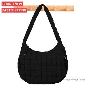 Quilted Puffer Tote Bag Crossbody Shoulder Hobo Nylon Travel Handbag